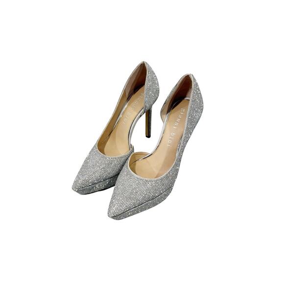 Gianni Bini Silver Rhinestone Platform Closed Pointed Toe Heels Wedding Size 9M - Picture 1 of 10